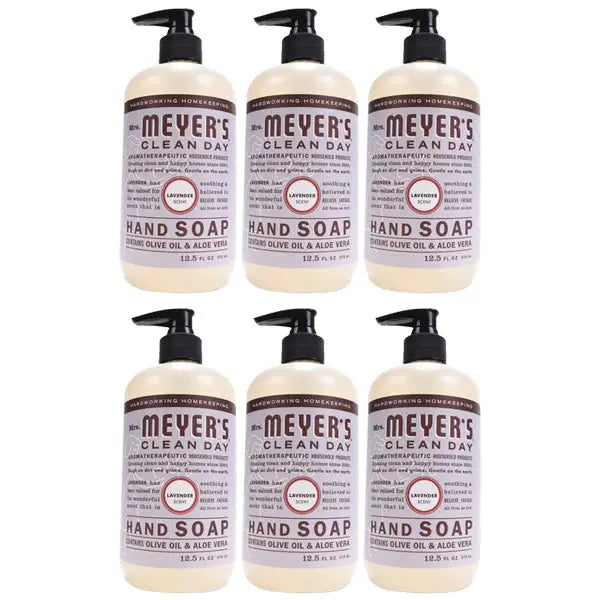 6 Pack - MRS. MEYER'S CLEAN DAY Hand Soap Lavender Scent 12.5oz Mrs. Meyers